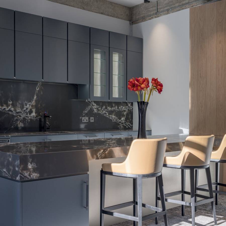 07 MJ Hudson - client tea point area - high end finishes in the workplace - design & build