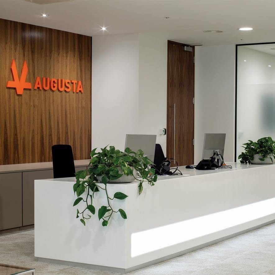 01 Augusta Ventures office Reception desk and company signage