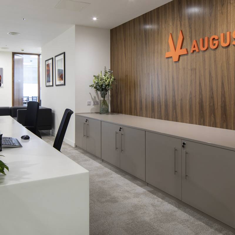 02 Augusta Ventures Reception desk and back wall storage