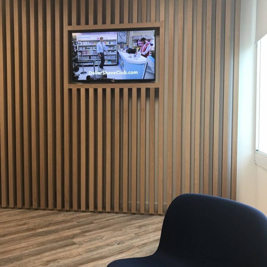 02 Rubix reception - timber slat cladding - commercial interior design