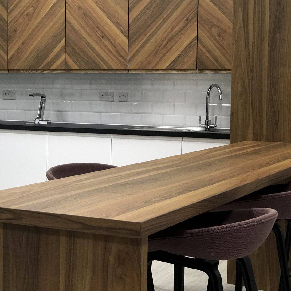 11 Mount Street - walnut veneer clad kitchen cabinets