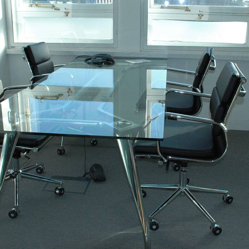 12 Mansford - glass topped meeting table