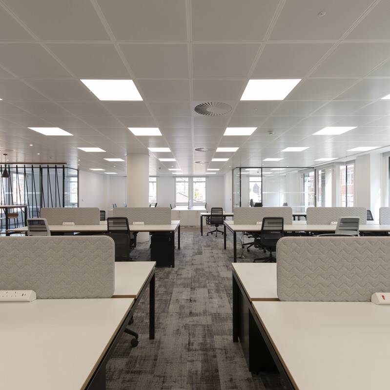 13 Park Street - acoustic desk screens in a modern open plan office, central London