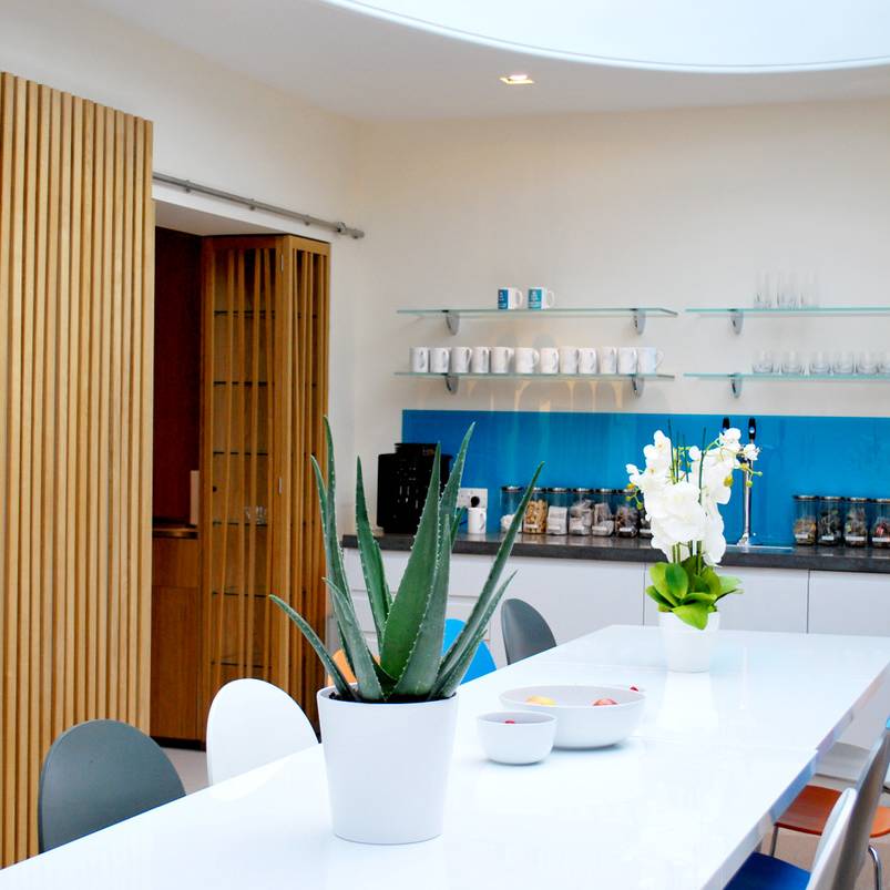 14 Melqart - timber slatted sliding door - design & build in the workplace