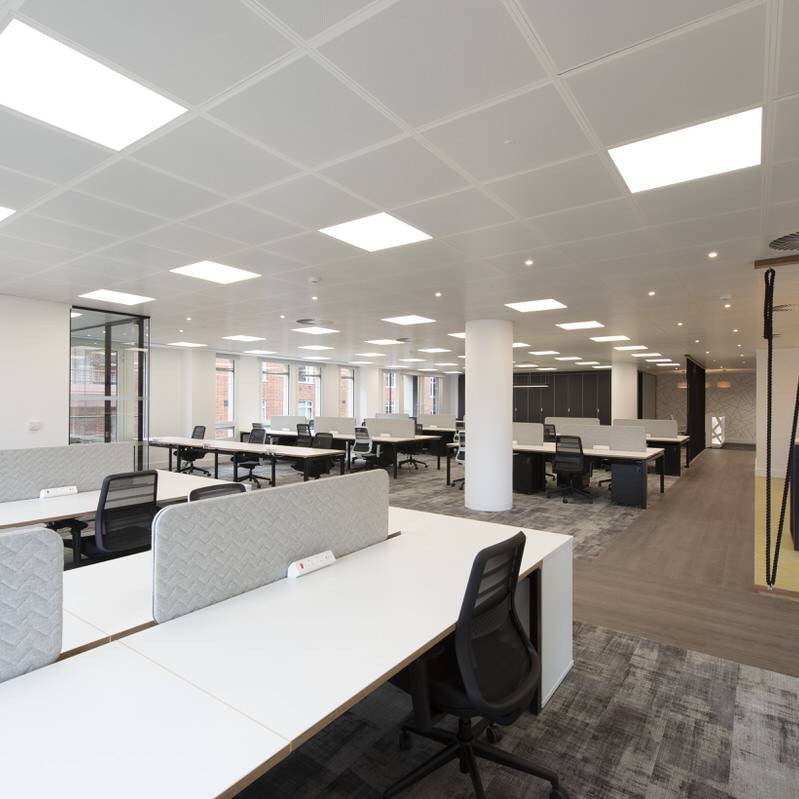 16 Park Street - acoustic desk screens in a modern office, central London