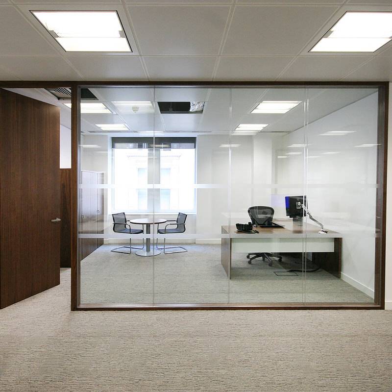 17 Bowmark Capital - private office with timber doors & timber glazed partition system