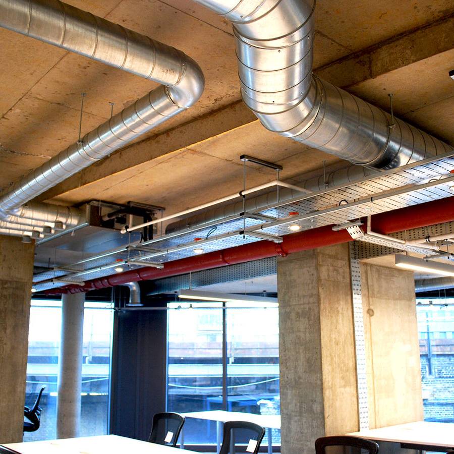17 Codex Global - concrete soffit - with exposed galvanized mechanical works