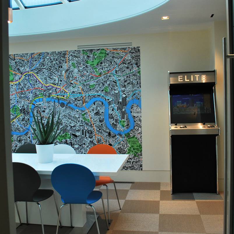 20 Melqart - feature London map mural artwork Wall decor in the workplace