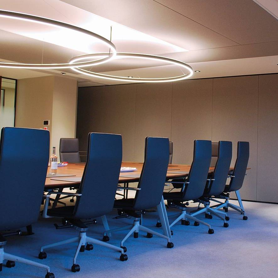 08 CDR - Boardroom with fabric clad acoustic modular folding wall in workplace design & build